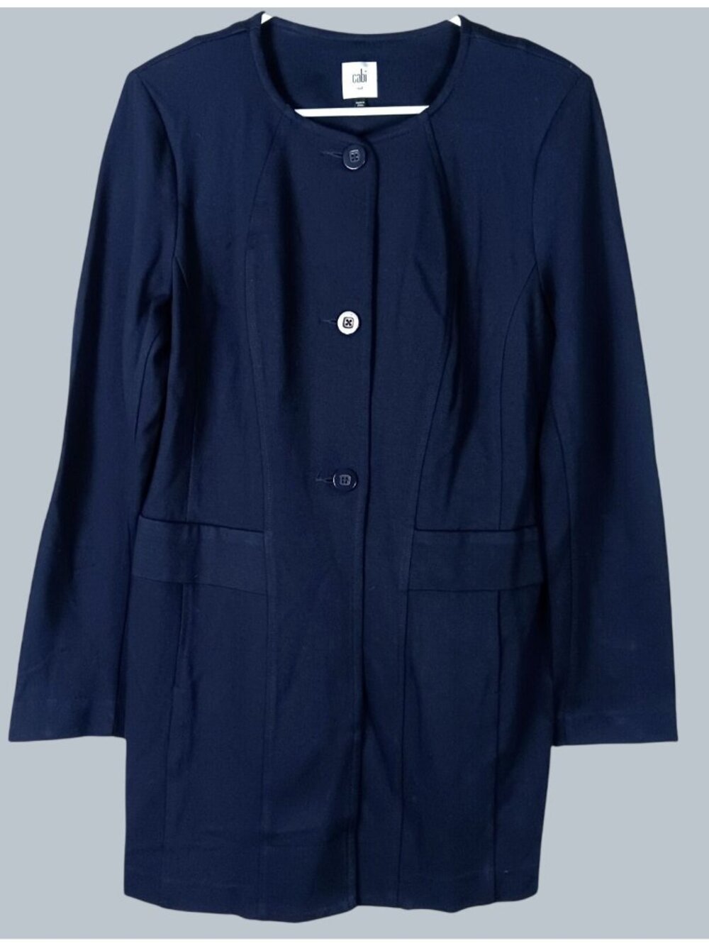 Cabi Lido Longline Blazer Jacket Womens M Navy Blue Career Office Professional